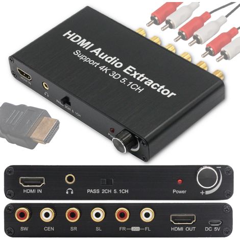 Estrattore audio da HDMI con supporto 4K 3D 5.1 canali e RCA (1/5)