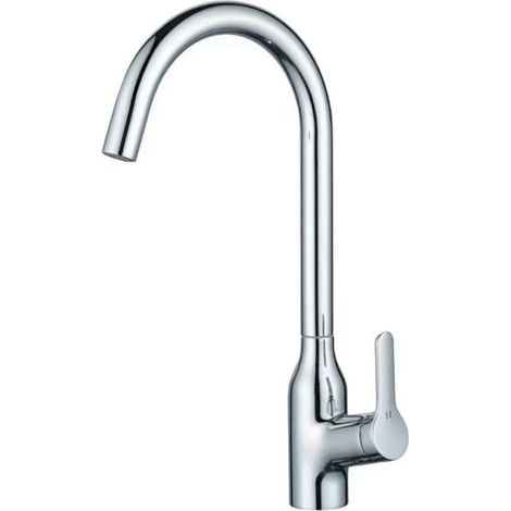 Wholesale all-copper kitchen sink faucet with large bend, hot and cold water, swivel design, suitable for washing machines and kitchen sinks – aesthetically pleasing electroplated copper design [dual