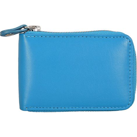 Portefeuille porte-cartes en cuir (bleu marine) (1/2)