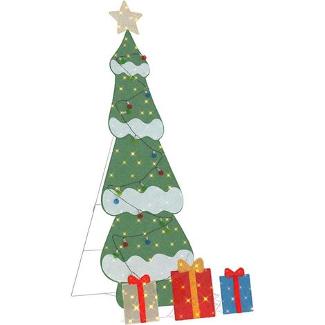 Sapin de Noël Arbre de Noël lumineux avec 3 boîtes-cadeaux 2D blanc chaud (1/5)