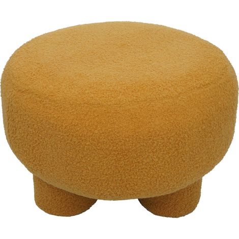 Pouf HHG-942, ottomano, poggiapiedi sgabello imbottito, stoffa/tessuto bouclé (200 g/m²) 55 cm, giallo senape