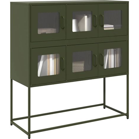 Aparador de acero laminado en frío verde oliva 100,5x39x107 cm vidaXL (1/5)