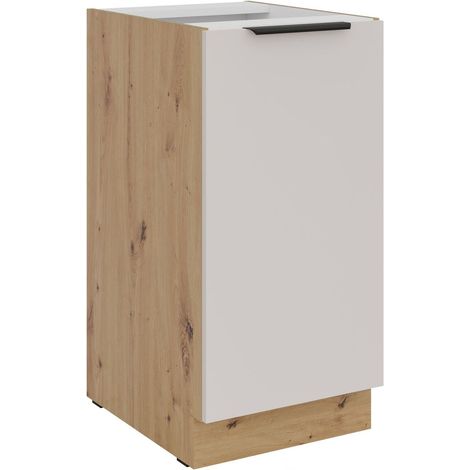 Küchen Unterschrank 40 cm Küche SOLANO Kaschmir beige matt + Eiche Artisan matt Küchenzeile Küchenblock Küche Einbauküche (1/4)