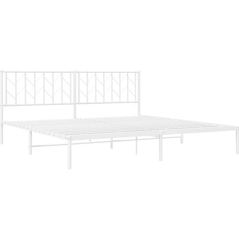 vidaXL Giroletto con Testiera Metallo Bianco 193x203 cm (1/5)