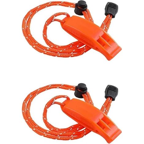 Silbato de emergencia de dos piezas con señal acústica de hasta 4000 Hz, que incluye un estuche de transporte reflectante y ajustable para navegación, natación, entrenamiento de supervivencia acuática (1/5)