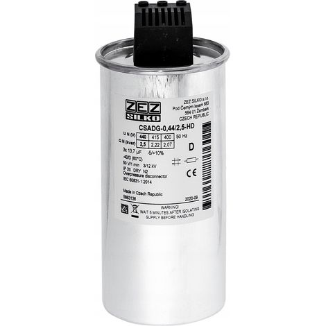 Condensateur ZEZ-Silko 2,5kvar 440V Cn=3x13,70µF In=3x3,28A