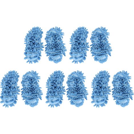 Lot de 10 chaussons-serpillères en chenille multifonctions pour le nettoyage des sols et le dépoussiérage (bleu) (1/5)