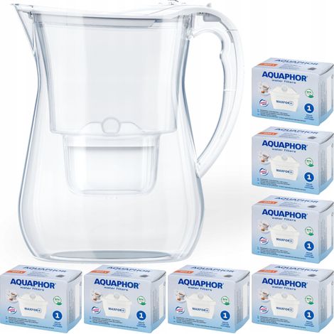 Caraffa filtrante per acqua Aquaphor Lago, bianca, 3,8 litri, con 7 cartucce Maxfor+. (1/5)