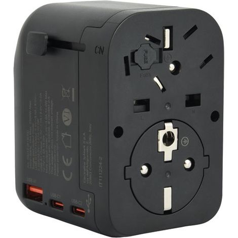 Adaptateur ã©lã©ctrique De Voyage Monde Usb A 18w / Usb C 20w - Electraline Cbb (1/3)