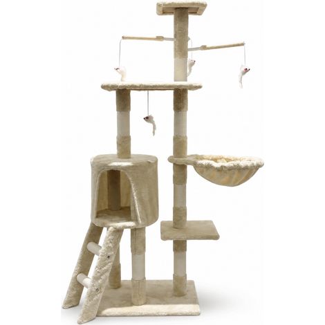 Mehrstöckiger Katzenkratzbaum mit Bett, Spielzeug und verstärkter Konstruktion Default Title (1/5)