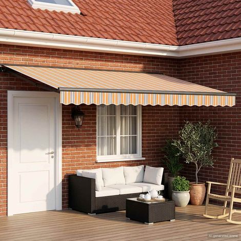Toldo Retráctil Eléctrico Azul, Naranja, Antracita 4,5 x 3,5 m