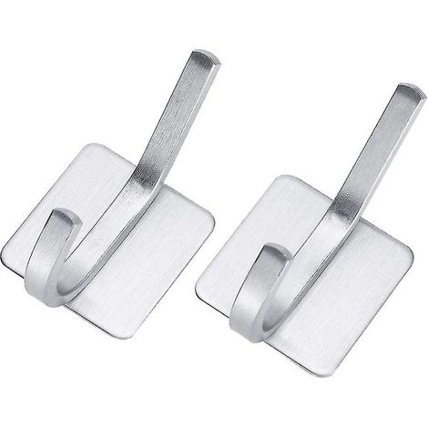 Filiyano-Lot de 2 crochets muraux autocollants, porte-serviettes muraux en acier inoxydable pour cuisine et salle de bain (1/5)