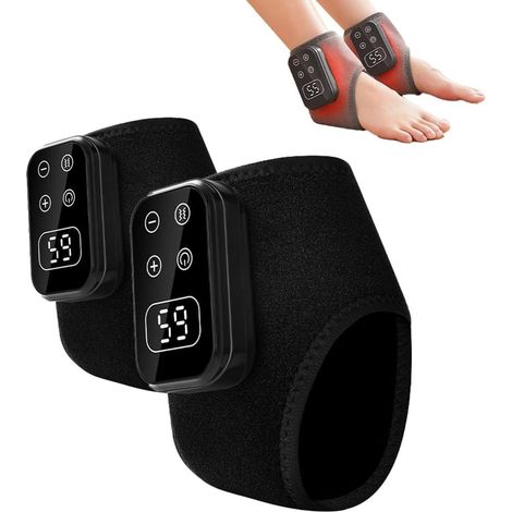 Fußmassagegerät – Schwarz – Beheizbares Massageband – 5 Massageprogramme – 5 Wärmestufen – Intelligenter Timer – Kabellos aufladbar – LED-Anzeige (1 Stück)
