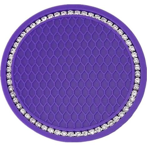 Sous-verre de voiture 4 pièces, sous-verre de voiture en cristal antidérapant en silicone de 2,75 pouces, accessoires d'intérieur de voiture, tapis de sous-verre GM (Mauve)