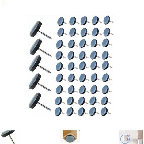 50 Pièces Patin Chaise Teflon à Clouer 19mm Ronde Patins de Meubles en Teflon Patin de Chaise avec Clou Teflon Patins de Chaise Feutre à clouer pour Chaise Canapé Bureau Table -,TRIMEC (1/5)