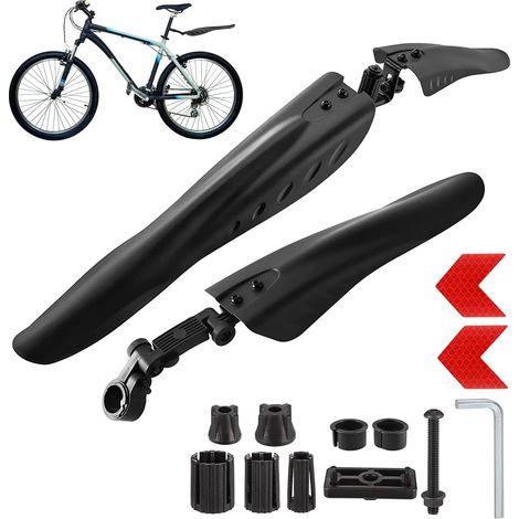 Garde-boue Vélo VTT Avant et Arrière Réglable Protection Boue Vélo de Course VTC Route Noir (1/5)