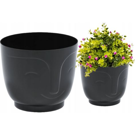 Pot de fleurs en plastique noir Atena 14x12,5 cm