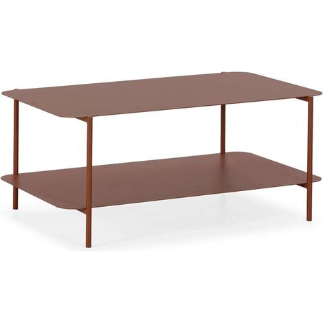 Mesa de centro rectangular modelo Mireya acabado metal terracota, 40cm(alto) 90cm(ancho) 58.5m(fondo). (1/5)