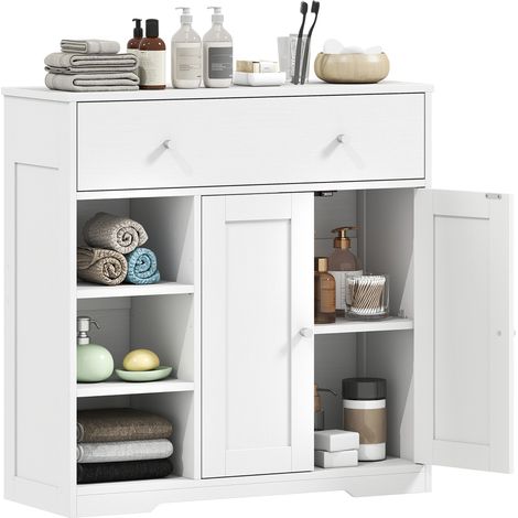 HOMCOM Bathroom Floor Cabinet, Bathroom Cabinet with Drawer and Door, White (1/5)