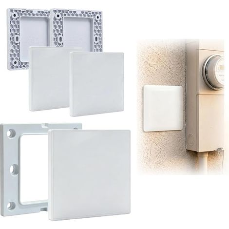 Cache Prise Électrique, Cache Prise Murale, Cache Trou Mur - Plaques Murales Vierges en Plastique, Couvercles de Trous Muraux Décoratifs Encastrés 8,6 X 8,6 cm pour Cache Boîte Encastrement (1/5)