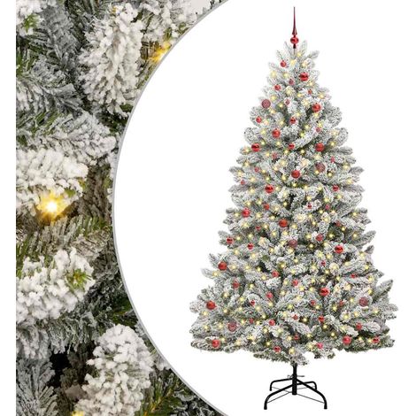 Künstlicher Weihnachtsbaum Grün und Weiß 270 cm PVC und Metall