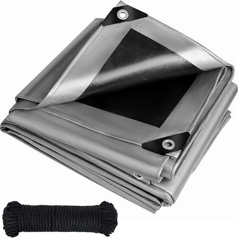 Tarpaulin with eyelets 260 g/m² waterproof protective tarpaulin, woven tarpaulin, universal, tear-resistant, UV resistant, for garden furniture, trampoline, roof, car, truck, wood (1/5)