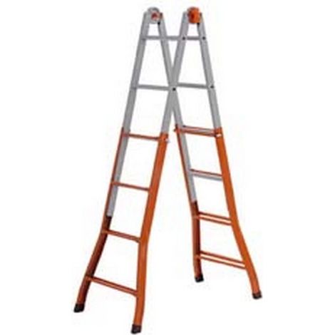 1PZ SCALA TELESCOPICA "PEPPINA" IN ACCIAIO - 4+4 gr.- aperta cm.376h.- cm.48x16x115h.- Kg.11