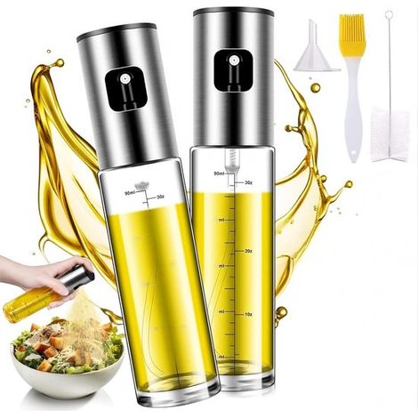 Pulverizador de aceite de 100 ml，fabricado en vidrio y acero inoxidable，pulverizador de aceite de cocina de 2 piezas con recipiente y embudo (1/5)