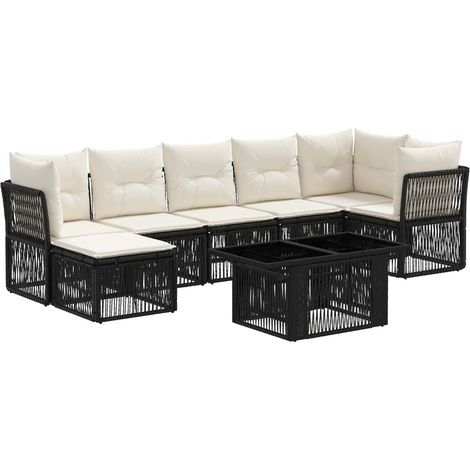 Conjunto de sofás de jardín 8 uds. Negro ratán sintético vidaXL (1/5)