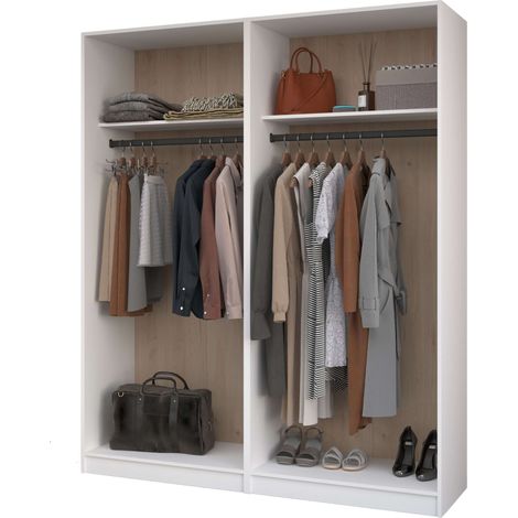 Vestidor Abierto Flexa de Dormitorio en Color Roble Jackson y Blanco con 2 Cajones 5 Estantes 2 Barras 166 cm (1/5)