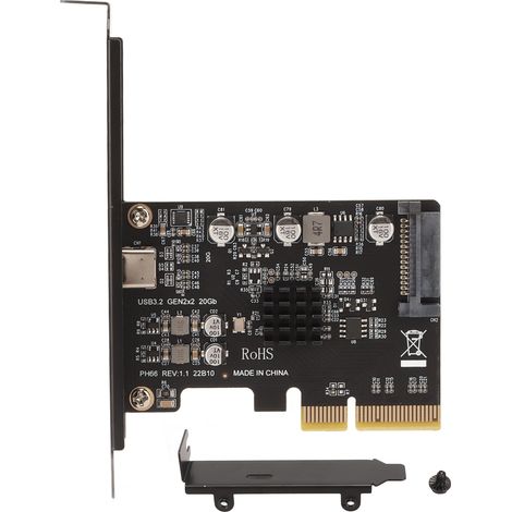 Carte PCIe vers USB Type C 20Gbps, transmission rapide, connecteur SATA 15Pin doré, PCI Express vers USB 3.2 pour PC de bureau (1/5)