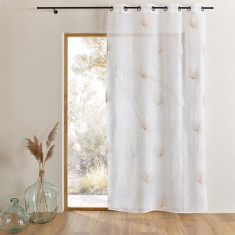 Voilage tamisant broderie palme Beige 140x240 cm (1/2)
