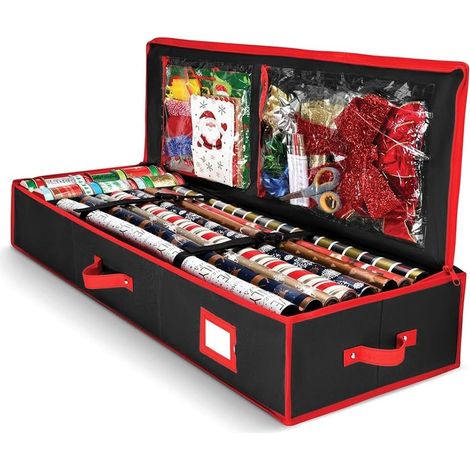 Sac Organisateur Pour Papier Cadeau - Tissu Oxford - 101 x 36 x 14 cm - Noir - 1 Pièce (1/5)