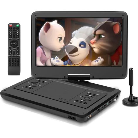 TV Portable 14 Pouces/Lecteur DVD Combo Écran LED Rotatif HD, Tuner TV DVB-T2 Numérique, USB / HDMI / AV / Audio, Batterie Intégrée, Double Haut-Parleur Stéréo (1/5)