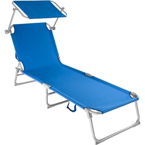 Transat acier bleu pour un confort et une détente ultimes près de la piscine ou dans le jardin (1/4)