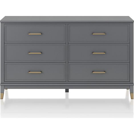Commode avec 6 tiroirs en mélaminé gris graphite (1/5)