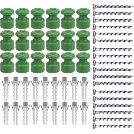 Porcelain Insulators, Porcelain Insulators, Wall and Ceiling Pins, Porcelain Wall Pins for Textile Cable, Cable Holder for Vintage Lamp, Glossy Green, Diameter 18 Pieces (1/3)
