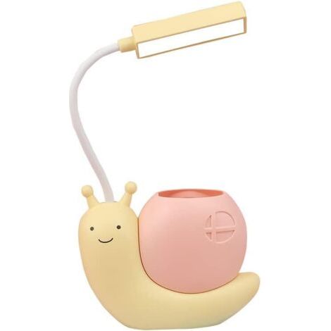 Lampe de bureau mignonne pour enfants avec porte-stylo, lampe de protection des yeux rechargeable par USB en forme d'escargot avec cou pliable et réglable à 360 ° (jaune) (1/5)