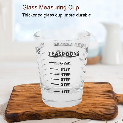 Petit verre doseur en verre (oz / ml / cuillère à café / cuillère à soupe) - 4 graduations (1 once / 30 ml) - Outil de cuisine (1/5)