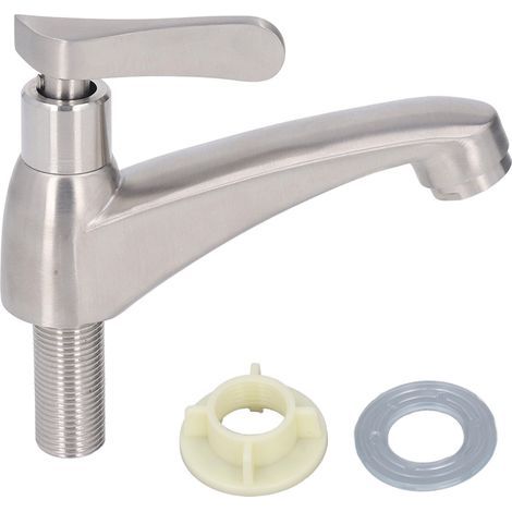Robinet de lavabo en acier inoxydable 304 – Eau froide – Petit levier, pour salle de bain, balcon ou évier (1/5)