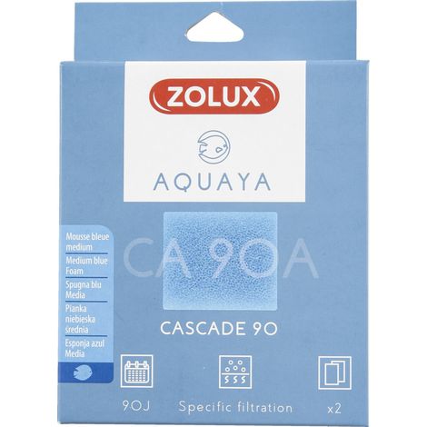 Filtre pour pompe cascade 90, filtre CA 90 A mousse bleue medium x2. pour aquarium. - zolux (1/3)
