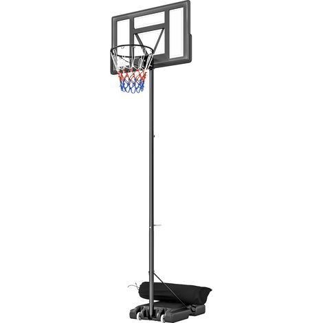 Panier de basket extérieur 135-305 cm, réglable rapidement en hauteur, panneau arrière anti-éclats 110x70 cm, support avec 2 roues (1/5)