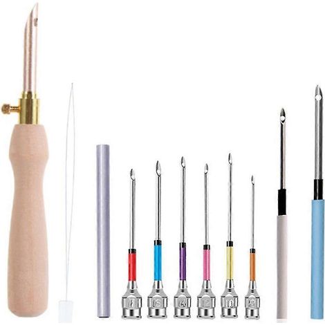 11-teiliges Punch-Needle-Werkzeugset, Sticknadel und Nadeleinfädler, Sticknadel-Set