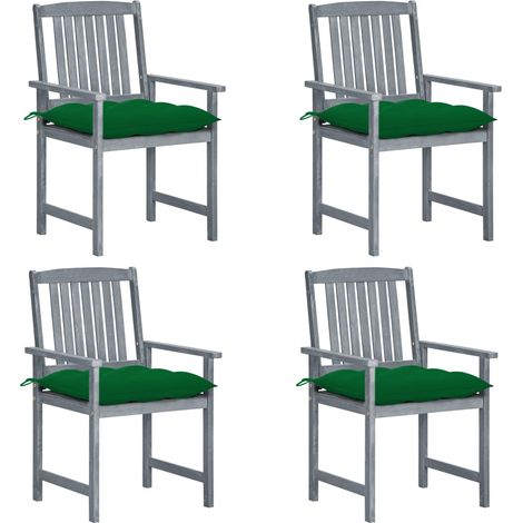 Lot de 4 Chaises de jardin avec coussins Fauteuils de Jardin Gris Bois d'acacia massif 97872 (1/5)