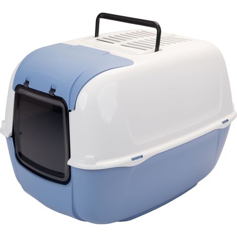 Ferplast PRIMA CABRIO  Litière fermée avec toit ouvrant. Variante PRIMA CABRIO - Misure: 39.5 x 52.5 x h 38 cm - Bleu clair (1/5)