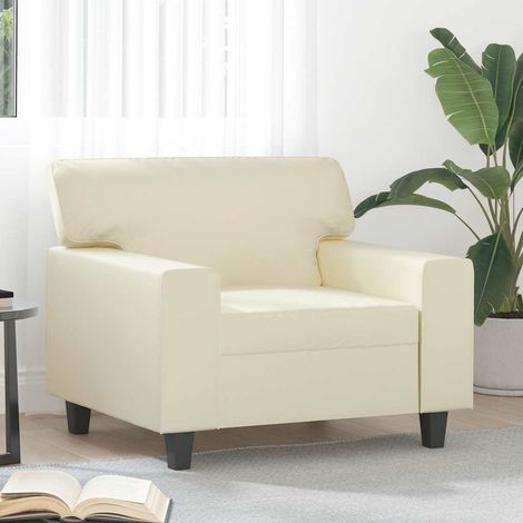 Fauteuil en similicuir crème, assise 60 cm, 94 x 77 x 80 cm - PANGIVO (1/5)