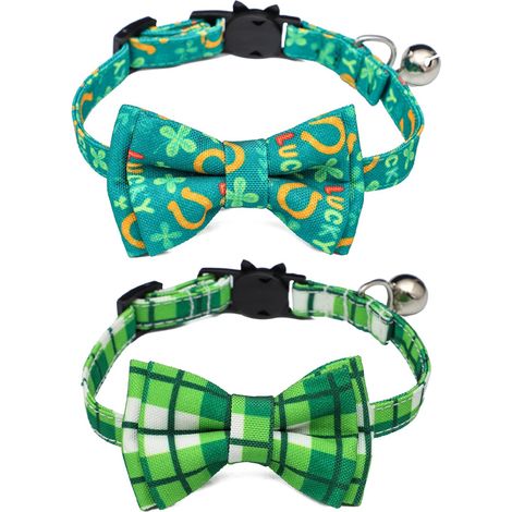 Collier Pour Chien Et Chat - Réglable Avec Nœud Papillon Et Clochette - Pour Petits Animaux De Compagnie - Lot De 2 Pièces (1/5)