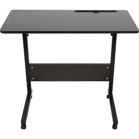 Bureau d'étude pour ordinateur portable, cté lit réglable, Table amovible pour téléphone portable (noyer foncé) (1/5)