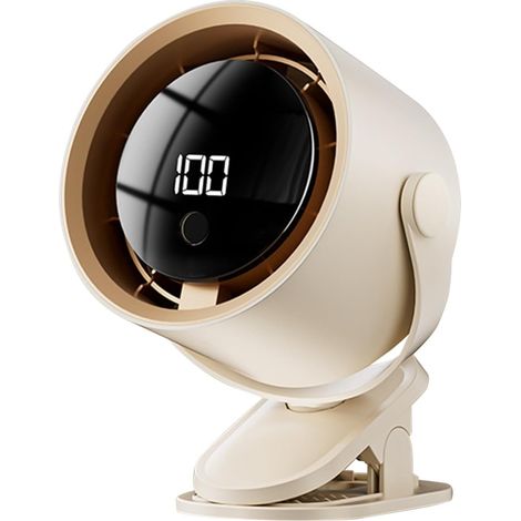 Ventilatore da scrivania portatile, ventilatore ricaricabile con display a LED, seggiolino auto, 100 velocità, culla e campeggio (bianco), ventilatore da tavolo compatto girevole a 360° per (1/5)