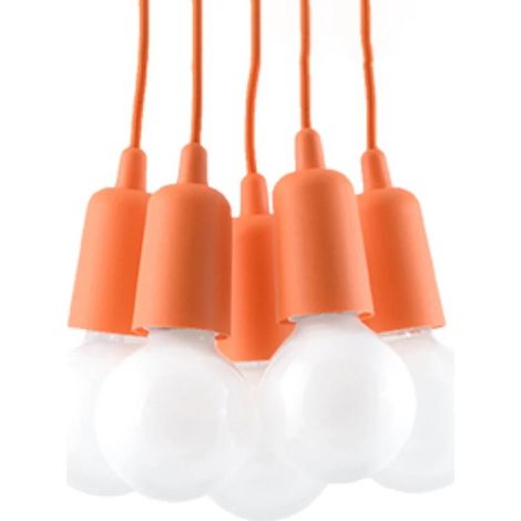 Lámpara colgante Tina naranja, 5 luces (1/5)